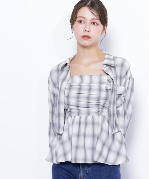 JILL by JILL STUART(ジルバイジルスチュアート)の「◇オンブレーチェック短丈シャツ(シャツ/ブラウス・レディース・ブラック系その他/グレー系その他/レッド系その他・FREE)」の14枚目の写真
