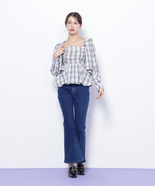 JILL by JILL STUART(ジルバイジルスチュアート)の「◇オンブレーチェック短丈シャツ(シャツ/ブラウス・レディース・ブラック系その他/グレー系その他/レッド系その他・FREE)」の13枚目の写真
