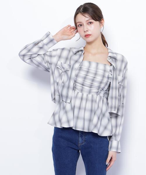 JILL by JILL STUART(ジルバイジルスチュアート)の「◇オンブレーチェック短丈シャツ(シャツ/ブラウス・レディース・ブラック系その他/グレー系その他/レッド系その他・FREE)」の9枚目の写真