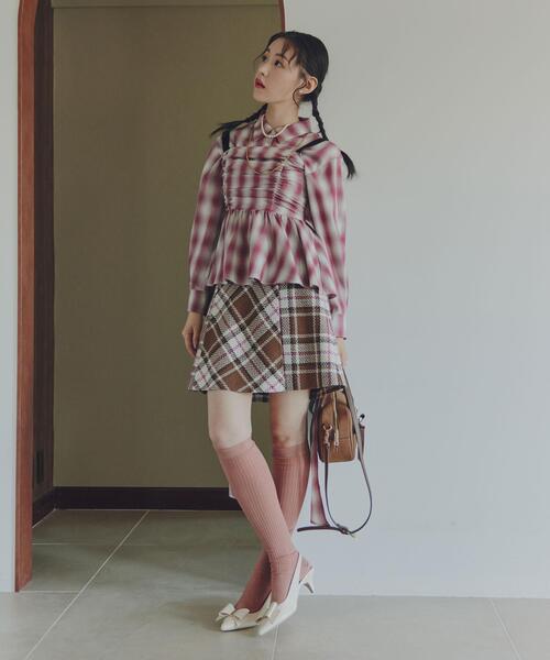 JILL by JILL STUART(ジルバイジルスチュアート)の「◇オンブレーチェック短丈シャツ(シャツ/ブラウス・レディース・ブラック系その他/グレー系その他/レッド系その他・FREE)」の5枚目の写真
