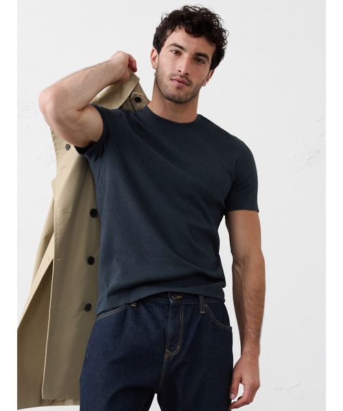 BANANA REPUBLIC FACTORY STORE（バナナリパブリック ファクトリーストア）の「BANANA REPUBLIC FACTORY STORE　　ミニリブ クルーネックTシャツ（Tシャツ/カットソー・メンズ・ネイビー/ブラック/アイボリー/ブルー/オリーブ・XL/M/L/S）」の4枚目の写真