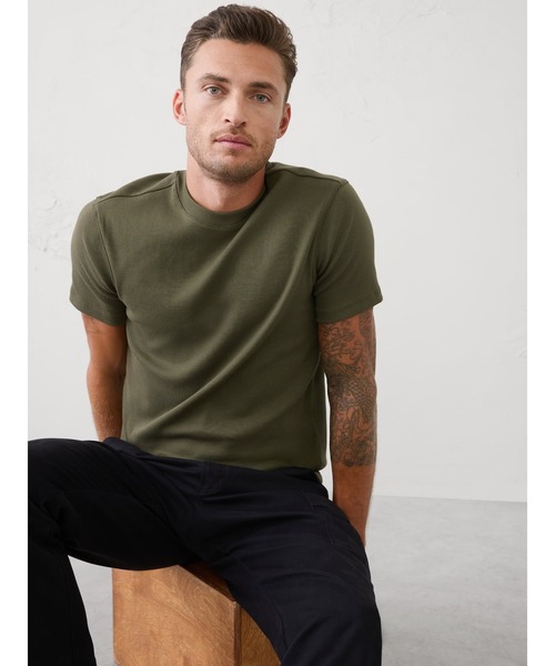 BANANA REPUBLIC FACTORY STORE（バナナリパブリック ファクトリーストア）の「BANANA REPUBLIC FACTORY STORE　　ミニリブ クルーネックTシャツ（Tシャツ/カットソー・メンズ・ネイビー/ブラック/アイボリー/ブルー/オリーブ・XL/M/L/S）」の3枚目の写真