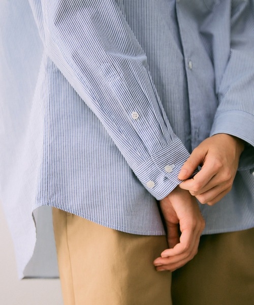 NOISE MAKER（ノイズメーカー）の「クロップド丈オーバーサイズシャツ【MADE IN JAPAN】（シャツ/ブラウス・レディース・ブルー/ネイビー・FREE）」の10枚目の写真