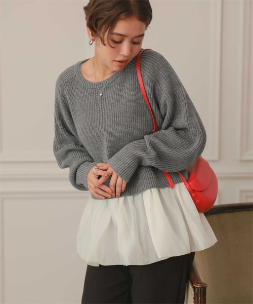 セール】シアーペプラムドッキングニットプルオーバー（ニット