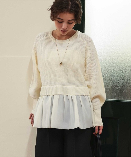 セール】シアーペプラムドッキングニットプルオーバー（ニット