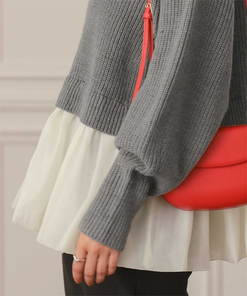 セール】シアーペプラムドッキングニットプルオーバー（ニット