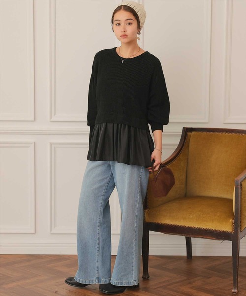 セール】シアーペプラムドッキングニットプルオーバー（ニット