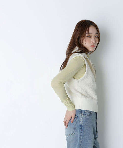 NATURAL BEAUTY BASIC（ナチュラルビューティーベーシック）の「◇【Oggi掲載】シアーカットソーシリーズ ハイネック（Tシャツ/カットソー・レディース・ピンク/イエロー/グレー/オフホワイト・FREE）」の14枚目の写真