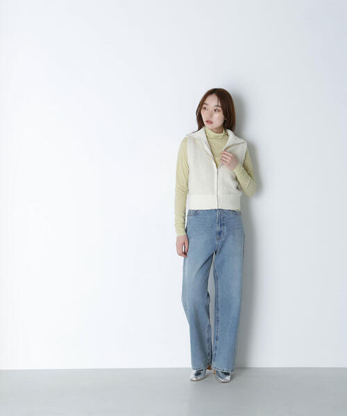 NATURAL BEAUTY BASIC（ナチュラルビューティーベーシック）の「◇【Oggi掲載】シアーカットソーシリーズ ハイネック（Tシャツ/カットソー・レディース・ピンク/イエロー/グレー/オフホワイト・FREE）」の15枚目の写真