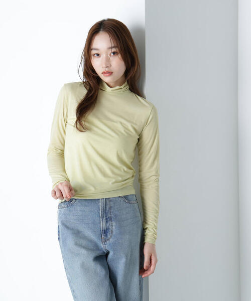 NATURAL BEAUTY BASIC（ナチュラルビューティーベーシック）の「◇【Oggi掲載】シアーカットソーシリーズ ハイネック（Tシャツ/カットソー・レディース・ピンク/イエロー/グレー/オフホワイト・FREE）」の19枚目の写真