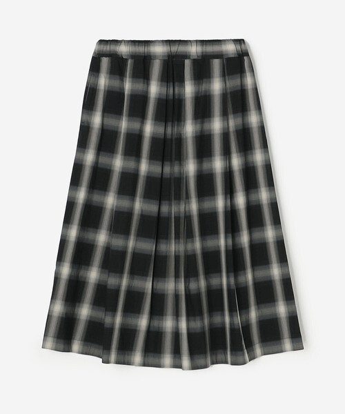 nicholson&nicholson（ニコルソンアンドニコルソン）の「nicholson & nicholson | ウォッシュドコットン チェック タックスカート WOMEN（スカート・レディース・グレー系その他/ブラウン系その他・36）」の2枚目の写真