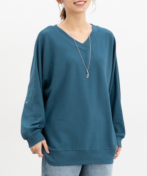 Honeys(ハニーズ)の「アクセ付ドルマントップス(Tシャツ/カットソー・レディース・イエロー/ブルーグリーン/ブラック/ボルドー/ブラウン/ベージュ/ヘザーチャコール・M/LL/L)」の5枚目の写真