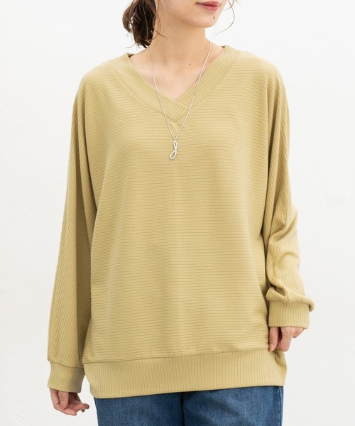 Honeys(ハニーズ)の「アクセ付ドルマントップス(Tシャツ/カットソー・レディース・イエロー/ブルーグリーン/ブラック/ボルドー/ブラウン/ベージュ/ヘザーチャコール・M/LL/L)」の6枚目の写真