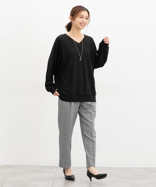 Honeys(ハニーズ)の「アクセ付ドルマントップス(Tシャツ/カットソー・レディース・イエロー/ブルーグリーン/ブラック/ボルドー/ブラウン/ベージュ/ヘザーチャコール・M/LL/L)」の9枚目の写真