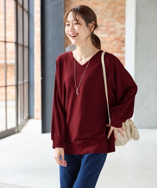 Honeys(ハニーズ)の「アクセ付ドルマントップス(Tシャツ/カットソー・レディース・イエロー/ブルーグリーン/ブラック/ボルドー/ブラウン/ベージュ/ヘザーチャコール・M/LL/L)」の14枚目の写真