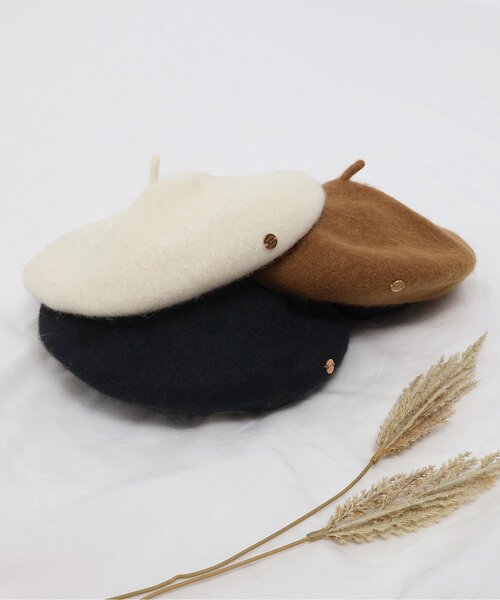 apres les cours（アプレレクール）の「プレート付きベレー（ハット・キッズ・ブラック/アイボリー/キャメル・50/54/58）」の13枚目の写真