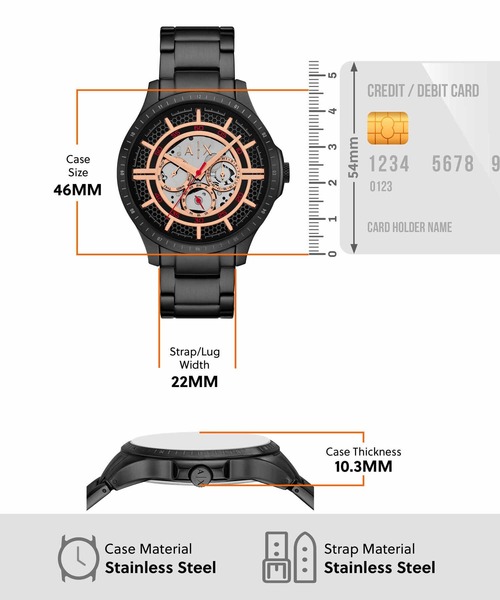ARMANI EXCHANGE（アルマーニエクスチェンジ）の「アルマーニ・エクスチェンジ 腕時計 メンズ アナログ ステンレス AX2465（アナログ腕時計・メンズ・ブラック・FREE）」の6枚目の写真