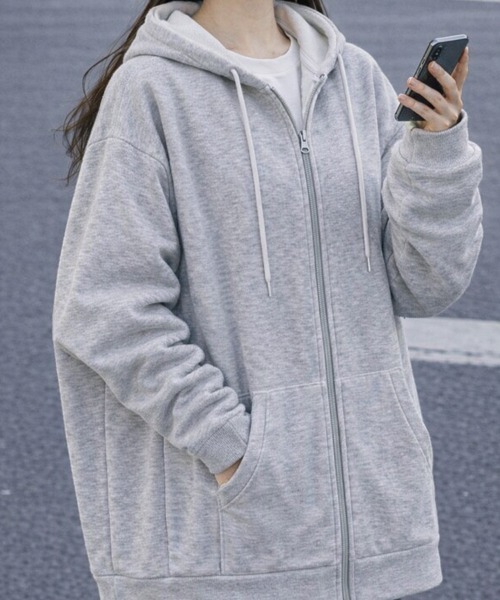 cammie(キャミー)の「ジャージファブリックジップパーカー(パーカー・レディース・アイボリー/ブラック/グレー/ダークグレー・M/L)」の17枚目の写真