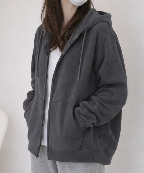 cammie(キャミー)の「ジャージファブリックジップパーカー(パーカー・レディース・アイボリー/ブラック/グレー/ダークグレー・M/L)」の18枚目の写真