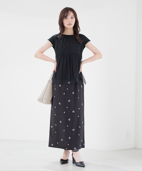 Andemiu（アンデミュウ）の「シシュウIラインスカート581946（スカート・レディース・ベージュ/ブラック・SMALL/MEDIUM）」の6枚目の写真