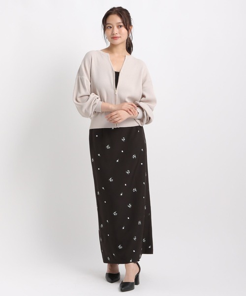 Andemiu（アンデミュウ）の「シシュウIラインスカート581946（スカート・レディース・ベージュ/ブラック・SMALL/MEDIUM）」の9枚目の写真