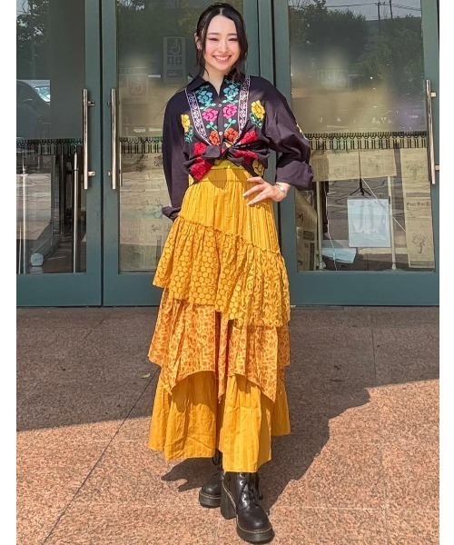 チャイハネ（チャイハネ）の「【チャイハネ】サリレアロングスカート（スカート・レディース・ブラック/ピンク/ホワイト/マスタード・FREE）」の9枚目の写真