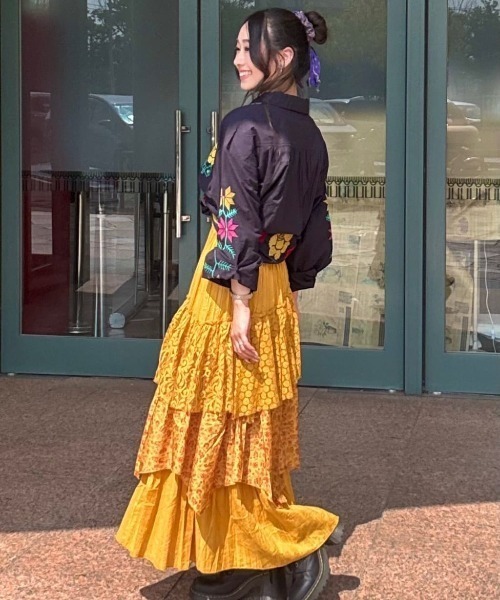 チャイハネ（チャイハネ）の「【チャイハネ】サリレアロングスカート（スカート・レディース・ブラック/ピンク/ホワイト/マスタード・FREE）」の10枚目の写真