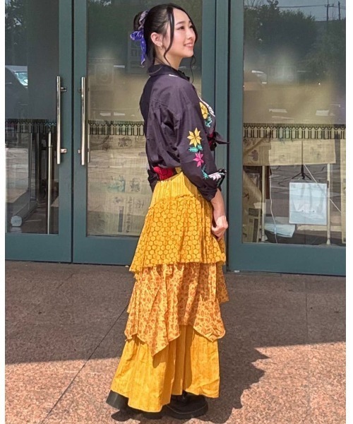 チャイハネ（チャイハネ）の「【チャイハネ】サリレアロングスカート（スカート・レディース・ブラック/ピンク/ホワイト/マスタード・FREE）」の11枚目の写真