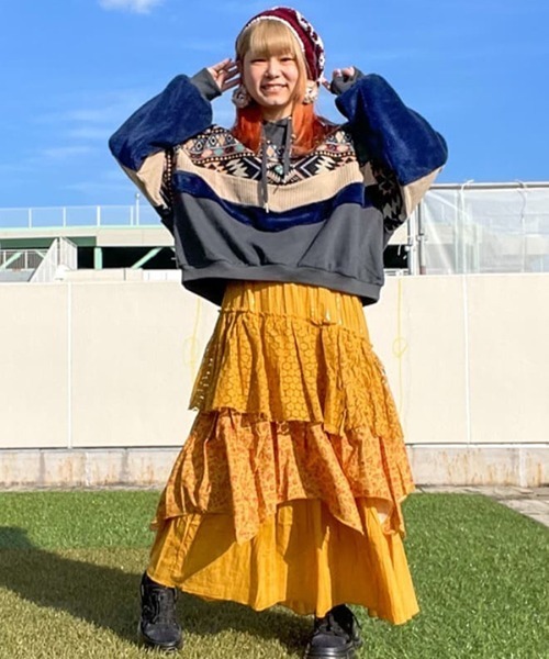 チャイハネ（チャイハネ）の「【チャイハネ】サリレアロングスカート（スカート・レディース・ブラック/ピンク/ホワイト/マスタード・FREE）」の13枚目の写真