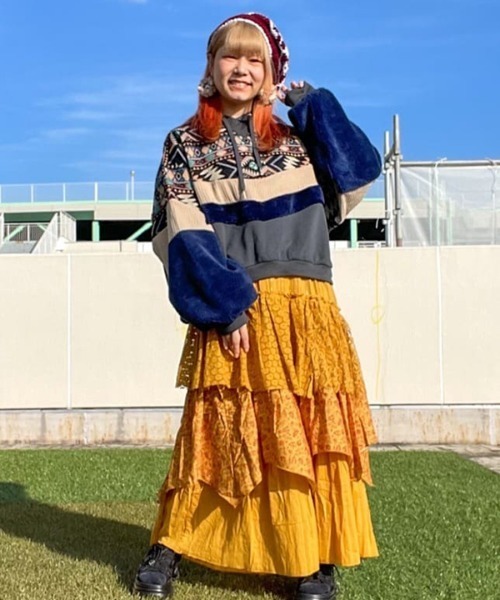 チャイハネ（チャイハネ）の「【チャイハネ】サリレアロングスカート（スカート・レディース・ブラック/ピンク/ホワイト/マスタード・FREE）」の14枚目の写真