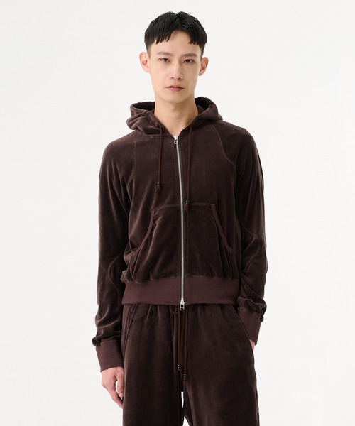 【NVRFRGT】VELOUR ZIP UP HOODIE