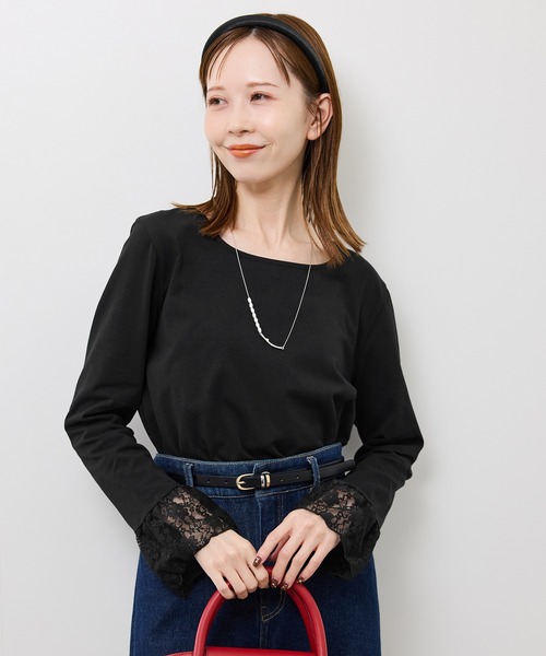 ROPE' PICNIC（ロペピクニック）の「袖レースカットトップス（Tシャツ/カットソー・レディース・ホワイト/ブラック・FREE）」の7枚目の写真