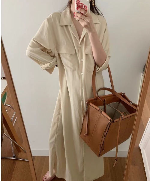 FREE STYLISTS(フリー スタイリスト)の「YUGA_YGMC Long-sleeved shirt dress(ワンピース・レディース・オフホワイト/ネイビー/カーキ・FREE)」の6枚目の写真