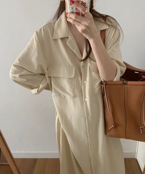 FREE STYLISTS(フリー スタイリスト)の「YUGA_YGMC Long-sleeved shirt dress(ワンピース・レディース・オフホワイト/ネイビー/カーキ・FREE)」の12枚目の写真