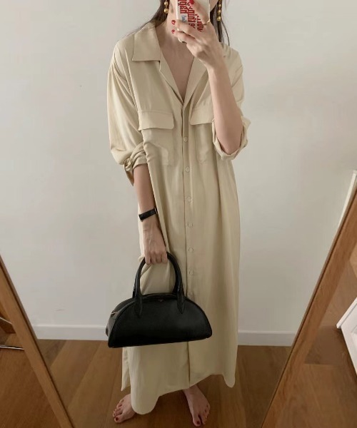 FREE STYLISTS(フリー スタイリスト)の「YUGA_YGMC Long-sleeved shirt dress(ワンピース・レディース・オフホワイト/ネイビー/カーキ・FREE)」の14枚目の写真
