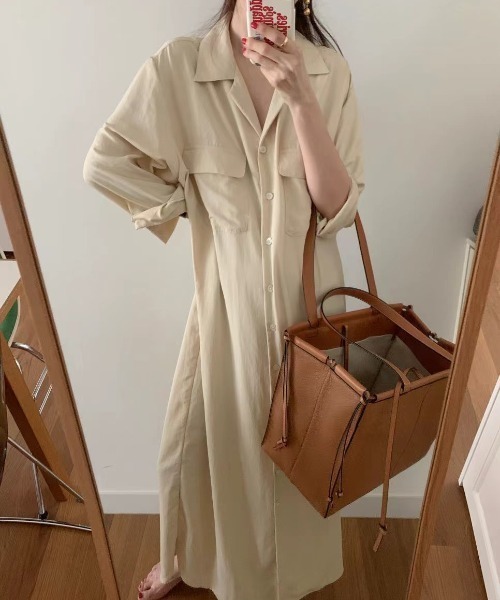 FREE STYLISTS(フリー スタイリスト)の「YUGA_YGMC Long-sleeved shirt dress(ワンピース・レディース・オフホワイト/ネイビー/カーキ・FREE)」の13枚目の写真