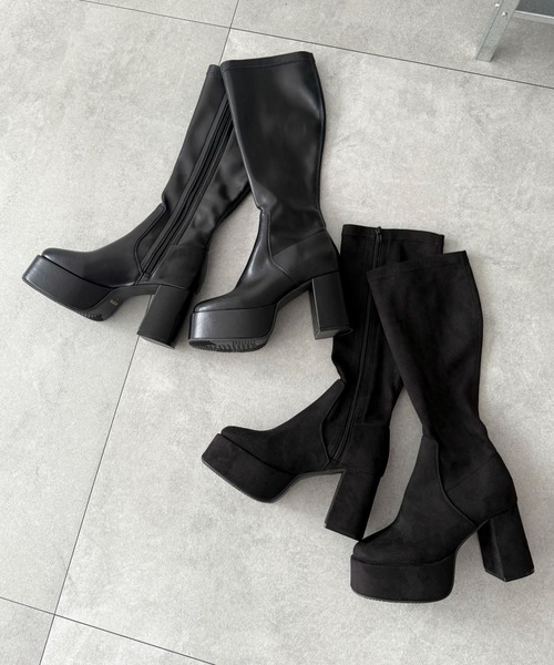 WEGO(ウィゴー)の「WEGO/ストレッチヒールロングブーツ(ブーツ・レディース・ブラック/ブラック系その他・LARGE/MEDIUM/SMALL/X-LARGE)」の3枚目の写真
