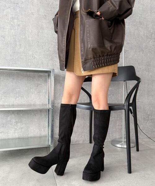 WEGO（ウィゴー）の「WEGO/【25年秋冬新作】ストレッチヒールロングブーツ（ブーツ・レディース・ブラック/ブラック系その他・LARGE/MEDIUM/SMALL/X-LARGE）」の11枚目の写真