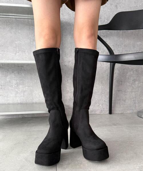 WEGO（ウィゴー）の「WEGO/【25年秋冬新作】ストレッチヒールロングブーツ（ブーツ・レディース・ブラック/ブラック系その他・LARGE/MEDIUM/SMALL/X-LARGE）」の12枚目の写真