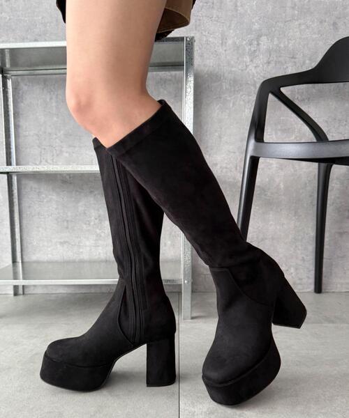 WEGO（ウィゴー）の「WEGO/【25年秋冬新作】ストレッチヒールロングブーツ（ブーツ・レディース・ブラック/ブラック系その他・LARGE/MEDIUM/SMALL/X-LARGE）」の13枚目の写真