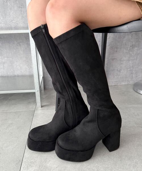 WEGO（ウィゴー）の「WEGO/【25年秋冬新作】ストレッチヒールロングブーツ（ブーツ・レディース・ブラック/ブラック系その他・LARGE/MEDIUM/SMALL/X-LARGE）」の14枚目の写真