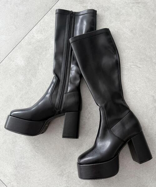 WEGO（ウィゴー）の「WEGO/【25年秋冬新作】ストレッチヒールロングブーツ（ブーツ・レディース・ブラック/ブラック系その他・LARGE/MEDIUM/SMALL/X-LARGE）」の9枚目の写真