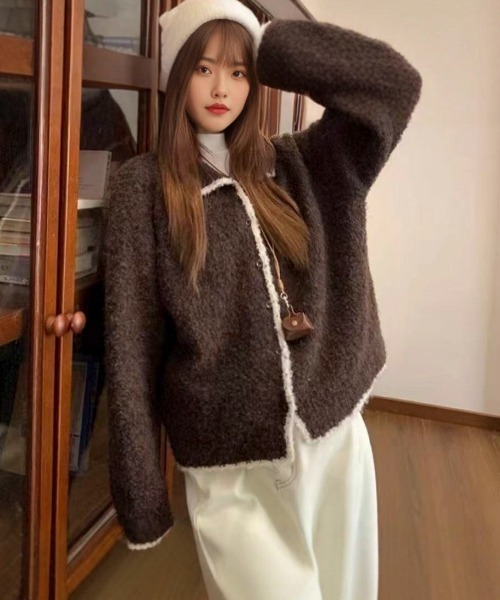 JEAN PAUL GAULTIERリブ編みダークブラウンカーディガン 48 JEAN PAUL GAULTIERリブ編みダークブラウンカーディガン 48