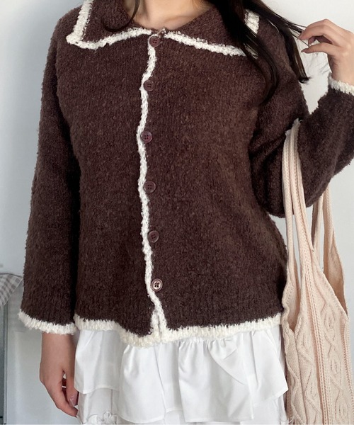 JEAN PAUL GAULTIERリブ編みダークブラウンカーディガン 48 JEAN PAUL GAULTIERリブ編みダークブラウンカーディガン 48