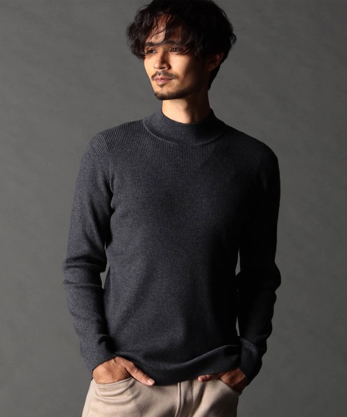 NICOLE CLUB FOR MEN（ニコルクラブフォーメン）の「12G リブハイネックニット（ニット/セーター・メンズ・チャコール/ターコイズブルー/オフホワイト/ブラック・MEDIUM/X-LARGE/LARGE）」の3枚目の写真