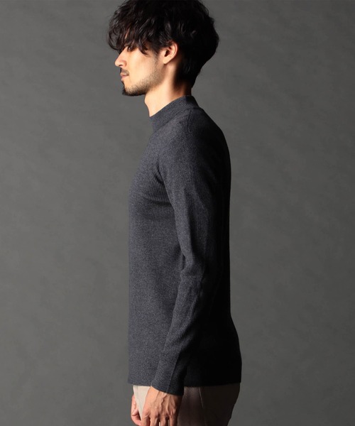 NICOLE CLUB FOR MEN（ニコルクラブフォーメン）の「12G リブハイネックニット（ニット/セーター・メンズ・チャコール/ターコイズブルー/オフホワイト/ブラック・MEDIUM/X-LARGE/LARGE）」の7枚目の写真