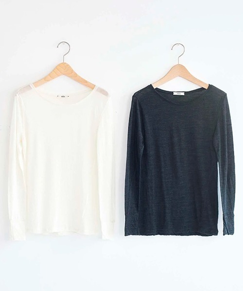 HAU(ハウ)の「クルーネック washable wool(ニット/セーター・レディース・チャコールグレー/アイボリー・MEDIUM)」の5枚目の写真