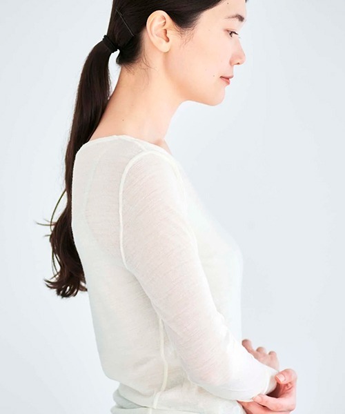 HAU(ハウ)の「クルーネック washable wool(ニット/セーター・レディース・チャコールグレー/アイボリー・MEDIUM)」の11枚目の写真