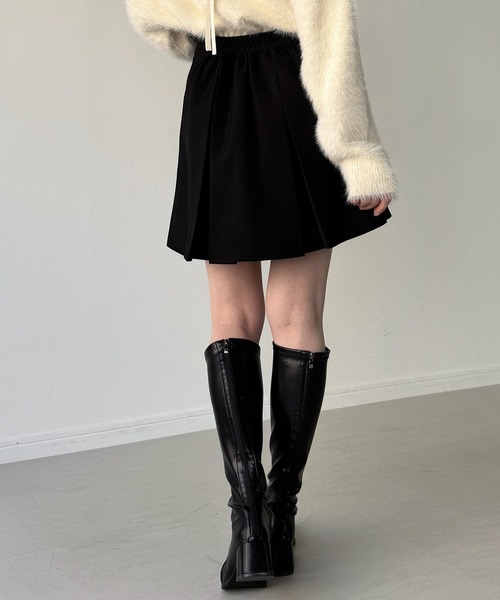 junoah（ジュノア）の「サイドリボンラップ風プリーツレーススカパン（スカート・レディース・チャコール/ブラック/ブラウン・SMALL/LARGE/MEDIUM）」の14枚目の写真