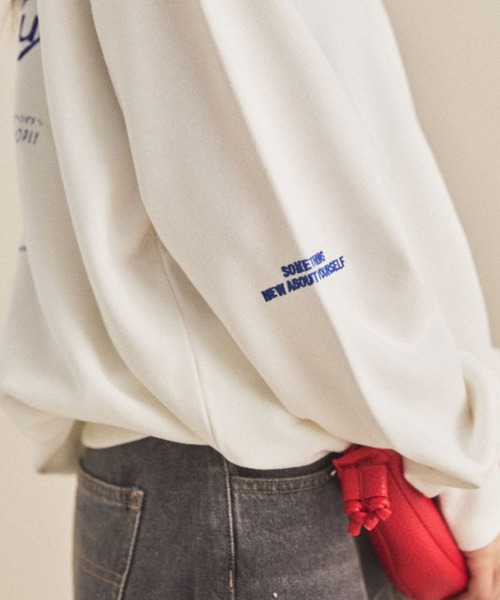 MIRROR STOKE（ミラーストーク）の「【ZOZO限定】BACK LOGO SWEATSHIRT/バックロゴスウェットシャツ（スウェット・レディース・ブラウン/オフホワイト・MEDIUM）」の9枚目の写真